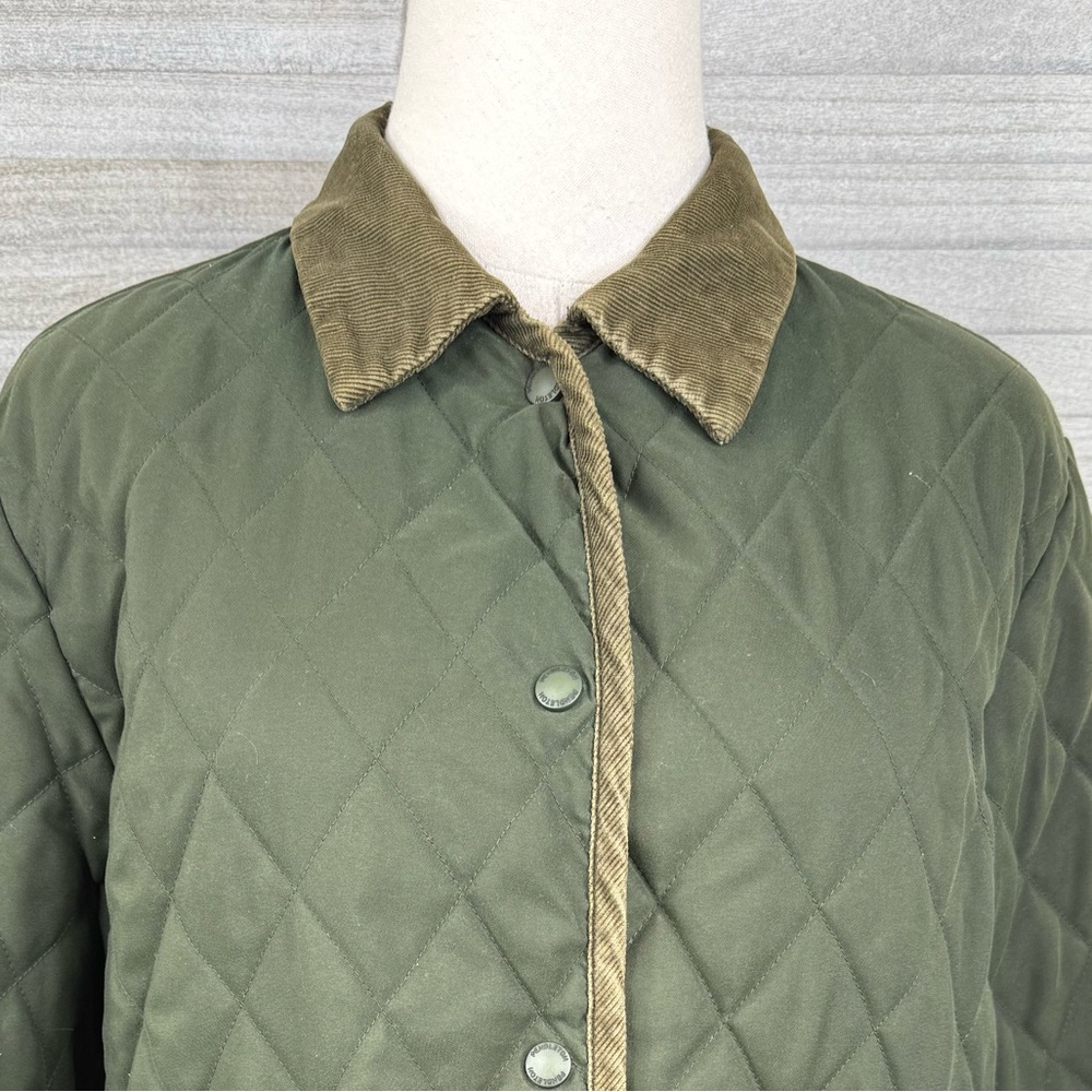PENDLETON (Originals) Women's Vintage Quilted Barn Coat w Corduroy Trim Olive-M - Picture 2 of 4